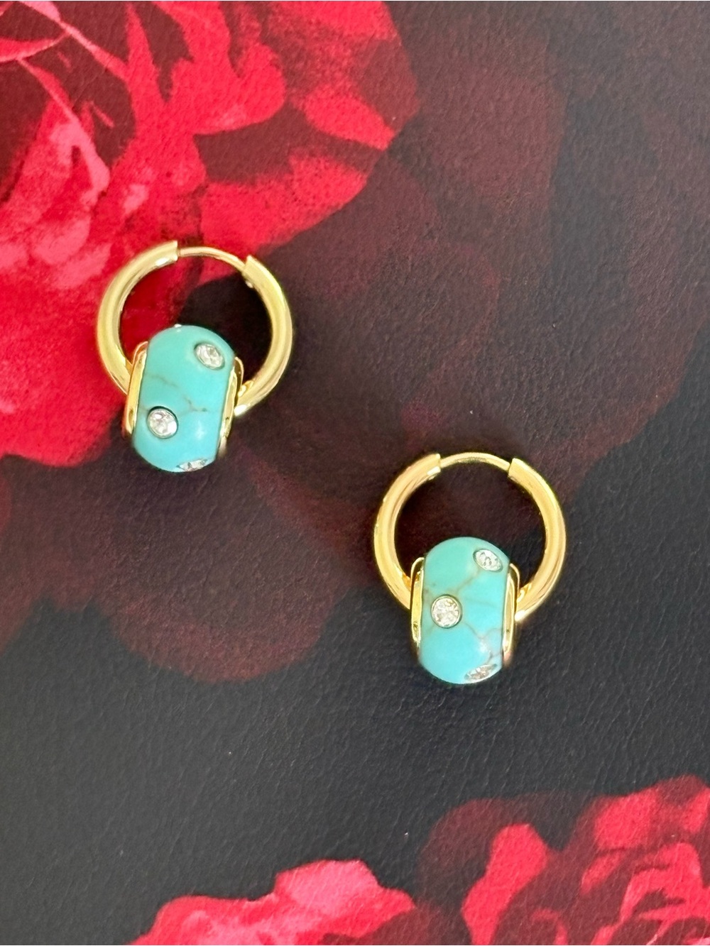 Stella & Dot Convertible Rondelle Huggie Earrings - Turquoise